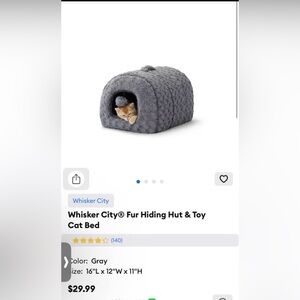 Whisker City Gray Fur Cat Bed